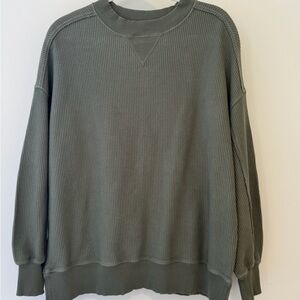 LN Aerie Olive Ribbed Crewneck Sweater XXS